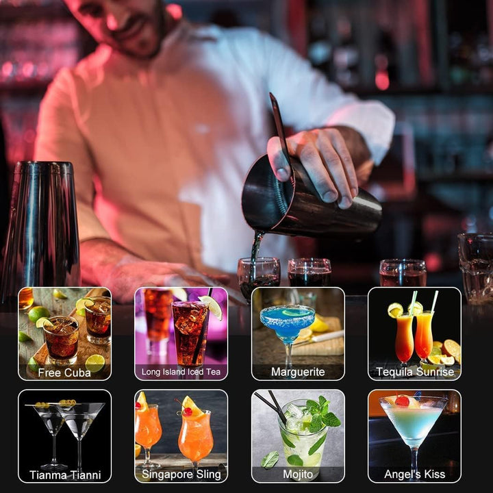 Cocktail Shaker Set,Boston Cocktail Shaker mit Ständer,25pcs Bar Zubehör Barkeeper Cocktail Mixer Zu