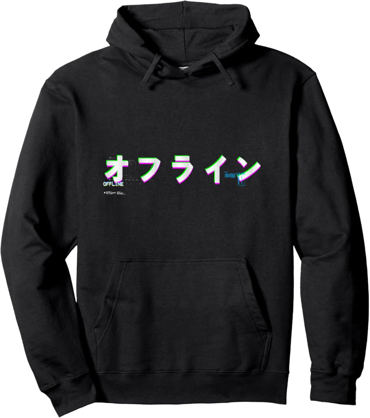 Offline japanische Text Vaporwave Ästhetik Pullover Hoodie