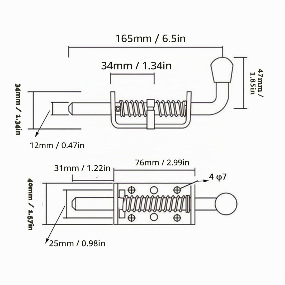 2 Stück robuste Edelstahl-Federriegel, Riegelbolzen für Tür, Schuppen, Tor oder Heckklappe, Anhänger