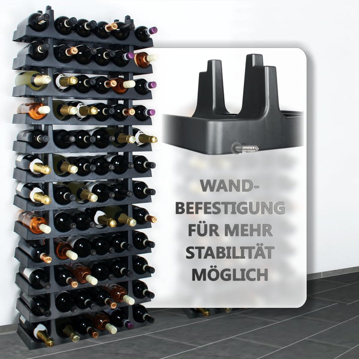 Stimo Flaschenregal für 36 Flaschen stapelbar Weinregal erweiterbar Kunststoff Getränkeaufbewahrung