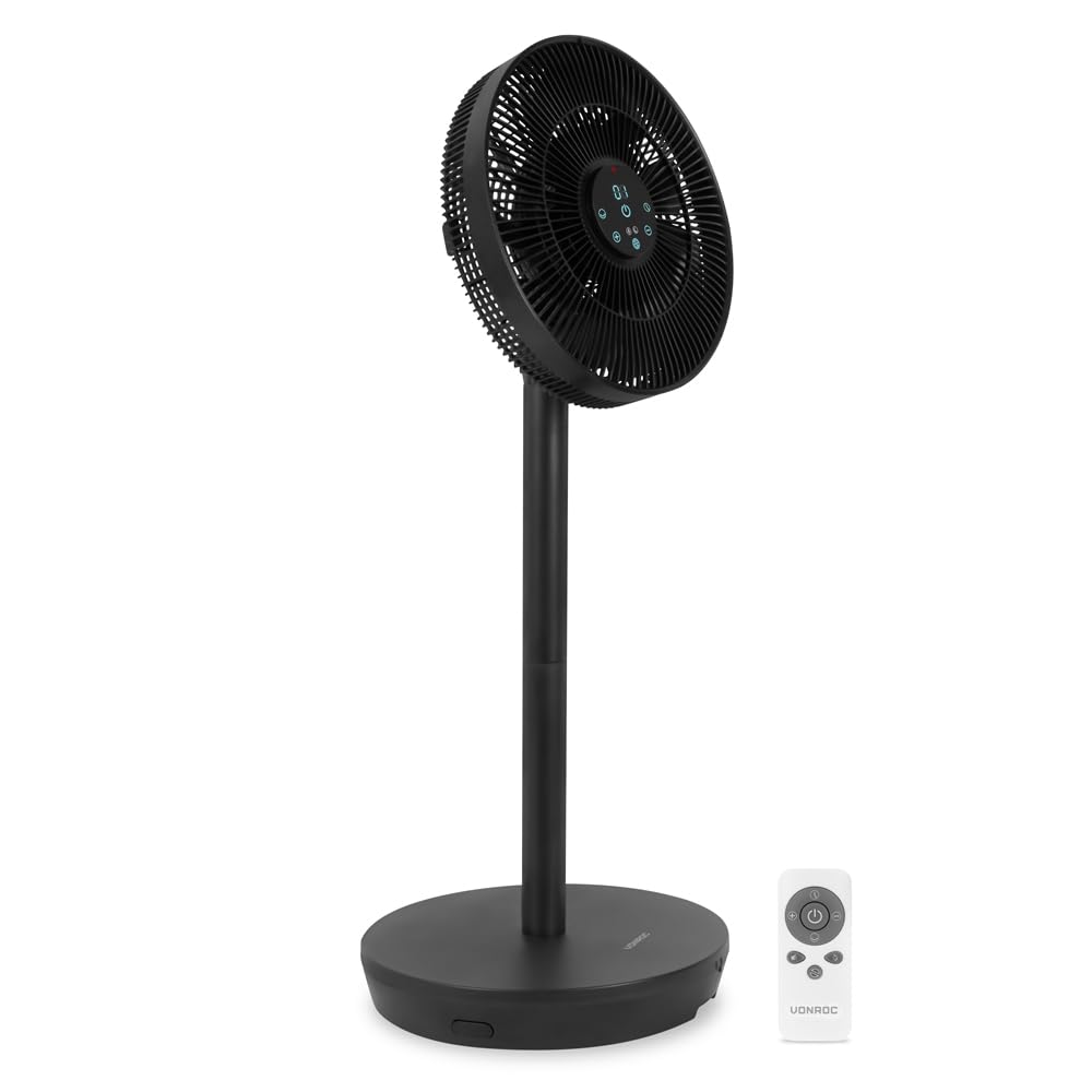 VONROC Standventilator oszillierend leise - Ventilator mit Fernbedienung, 3 Geschwindigkeitsstufen u