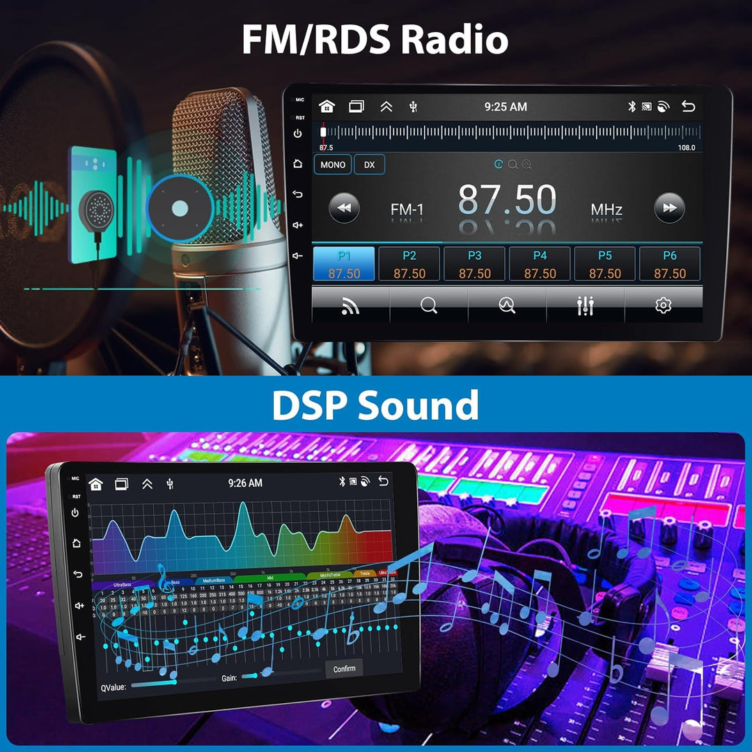 Podofo 10,1 Zoll Autoradio für Peugeot 107/Citroen C1/Toyota Aygo, kabelloses Carplay, Android Auto,