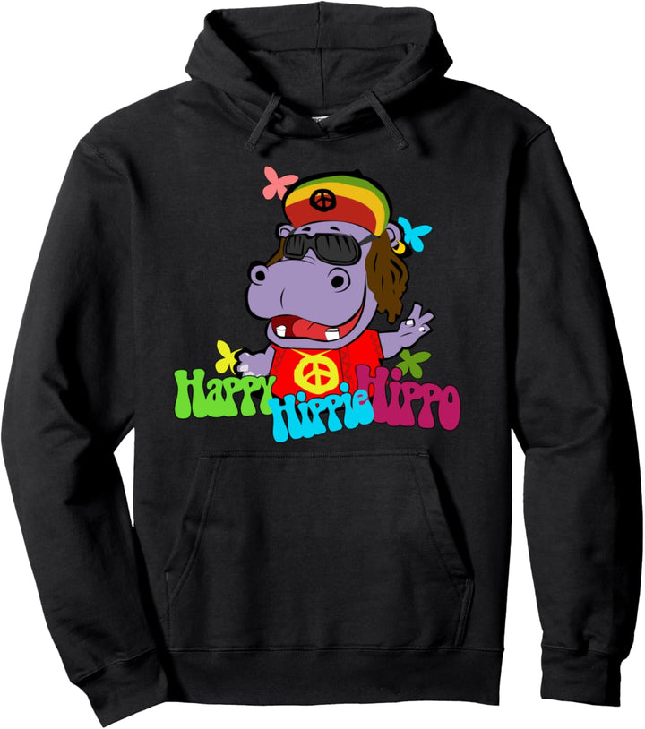 Lustiges Hippie Geschenk - Happy Hippie Hippo Pullover Hoodie