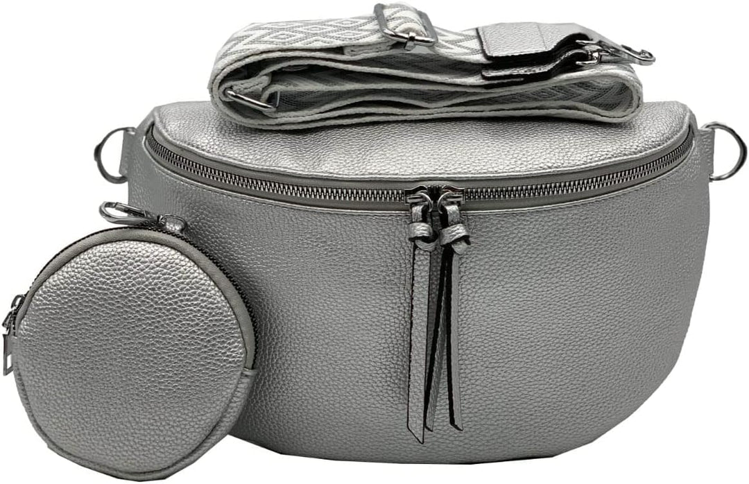 stylx Crossbody Bag Damen Leder Breiter Gurt Handtasche Umhängetasche Moderne Taschen mit breitem Sc