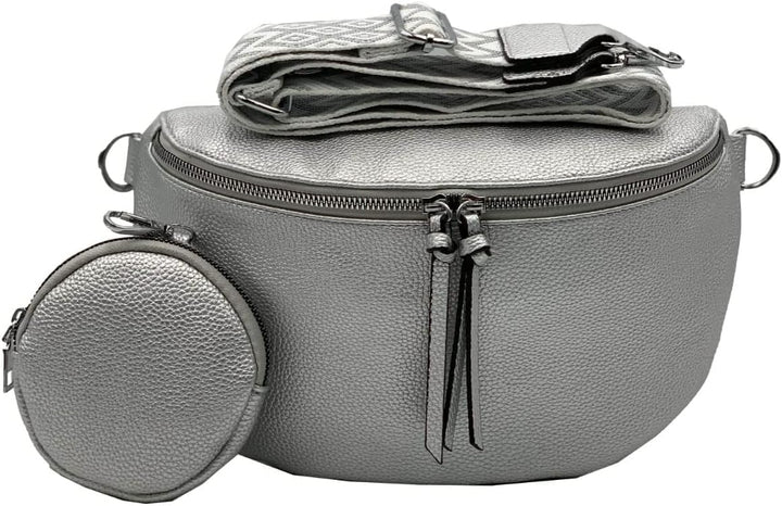 stylx Crossbody Bag Damen Leder Breiter Gurt Handtasche Umhängetasche Moderne Taschen mit breitem Sc