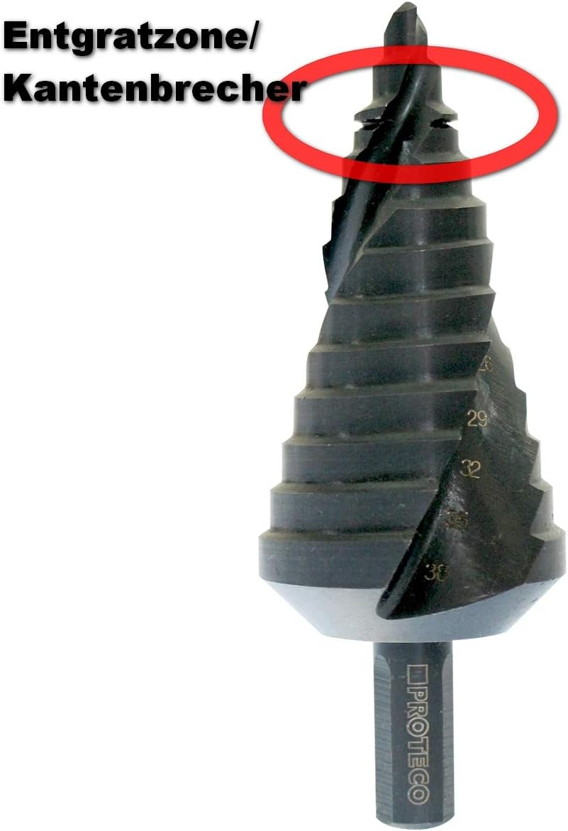 Proteco-Werkzeug® HSS Titan TIN TiALN Profi Stufenbohrer Set Edelstahl Konusbohrer Schälbohrer Metal