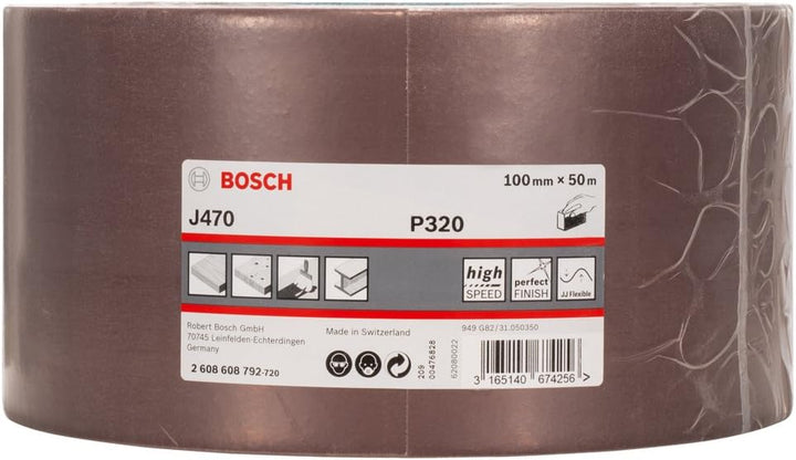 Bosch Professional Schleifrolle für Holz und Farbe (100 mm, 50 m, Körnung 320, J470), Körnung 3