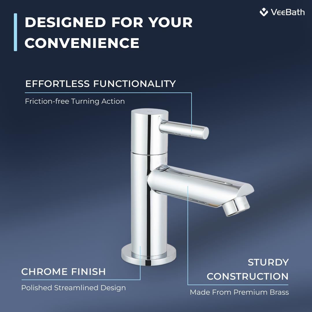 veebath Julia Val 1/2 C CD Chrome Wasserhähne mit Hebel mit Ventiltellern aus Keramik, Hebel