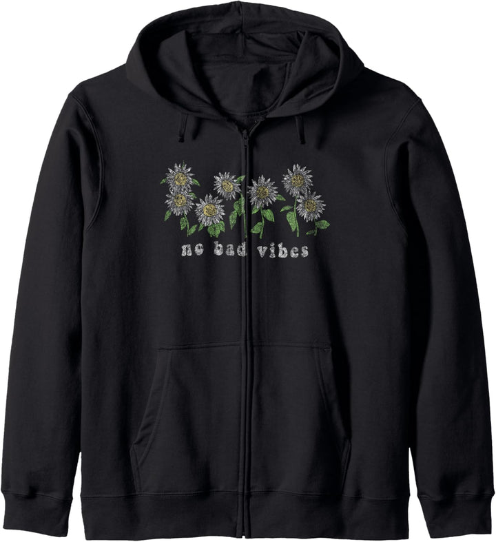 No Bad Vibes Smiley Face Daisies Kapuzenjacke