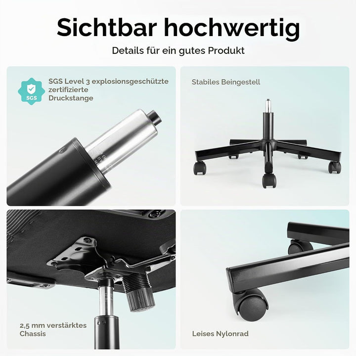 ALPHA HOME Bürostuhl Ergonomischer, Schreibtischstuhl Höhenverstellbar Chefsessel Ergonomisch Comput