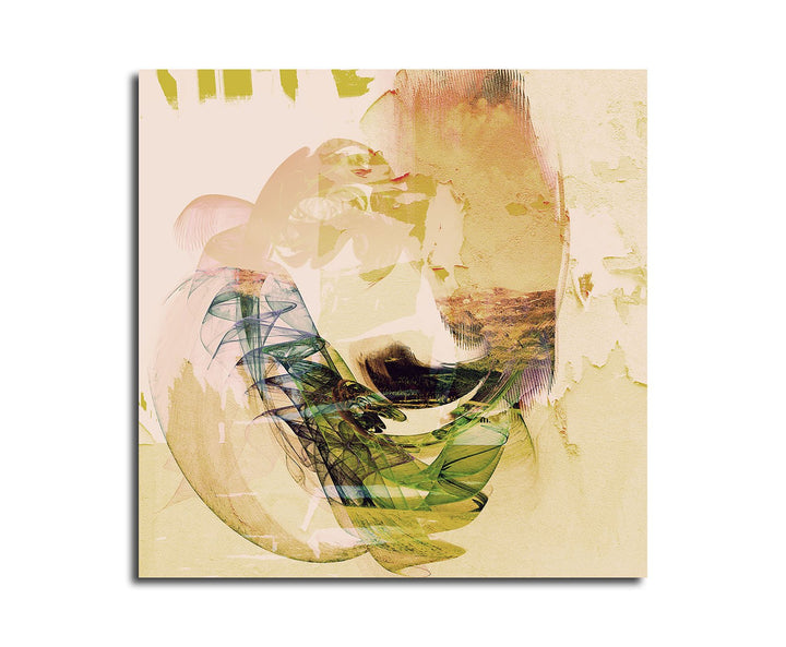 Paul Sinus Art Ersehnte Blicke - Abstrakt320_60x60cm Bild auf Leinwand Abstraktes Bild beige grün bl