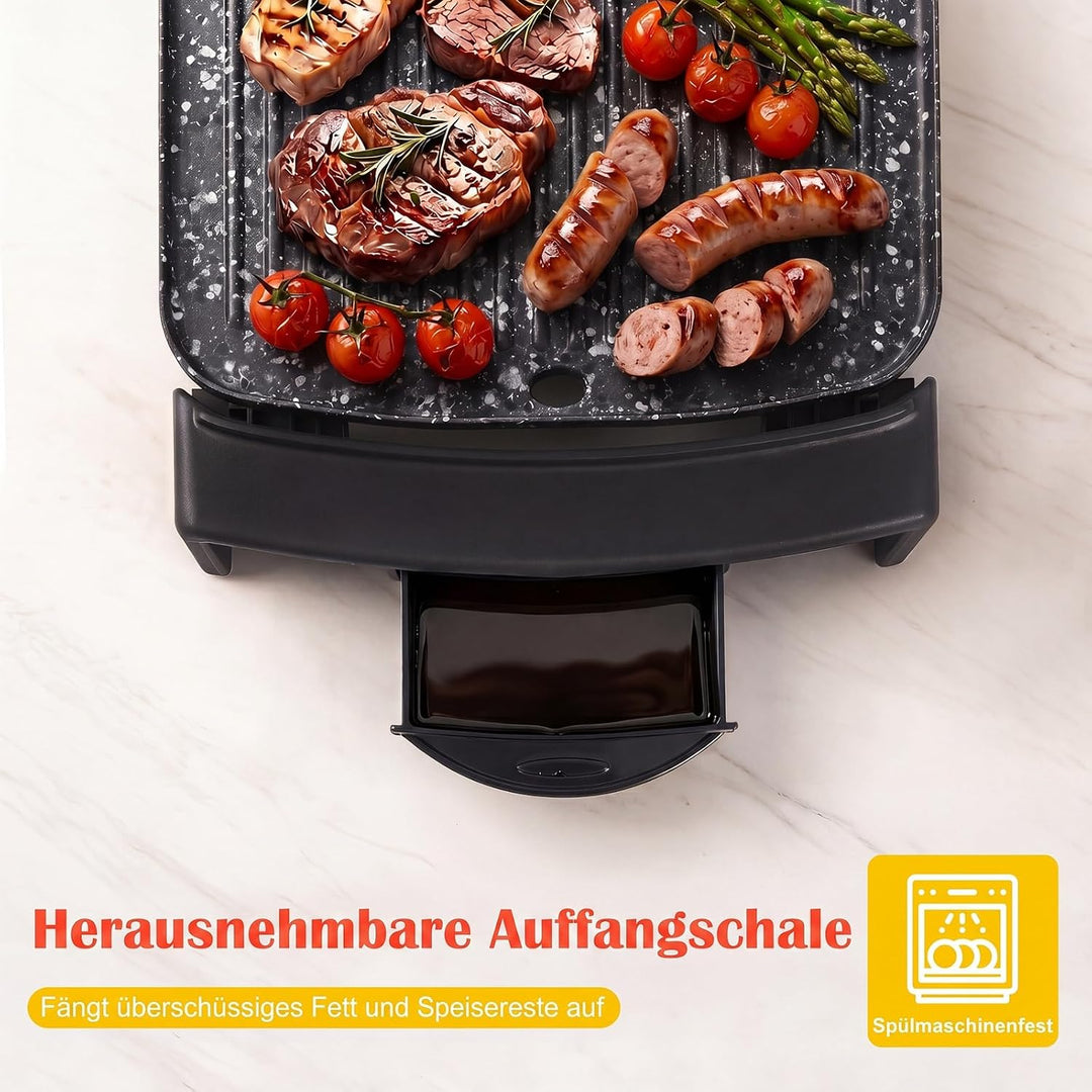 COSTWAY Elektrogrill, 2150 W Tischgrill elektrisch mit Doppelzone