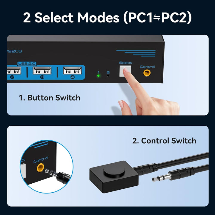 USB 2.0 HDMI KVM Switch 2 PC 2 Monitore 4K60Hz KVM Switches für Zwei Computer Teilen Sich 1 Satz Mau