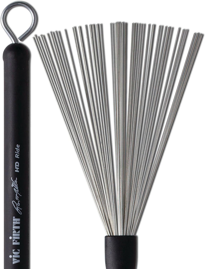 Vic Firth Signature Series Wire 'Sweep' Brush - Russ Miller - Retractable - Black Handle Wire Brush,