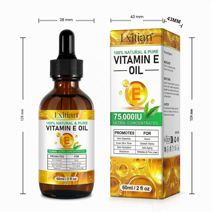 Vitamin E Öl Für Gesicht Und Haut, 75,000 IU, 100% Natürliches &amp; Reines Vitamin E Oil für Haut, Gesi