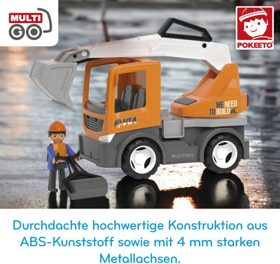 MultiGO VIA 2+1 Set Sandkasten Spielzeug für Kinder ab 3 Jahre -Strassenarbeiter, Auto, Bagger, Lade