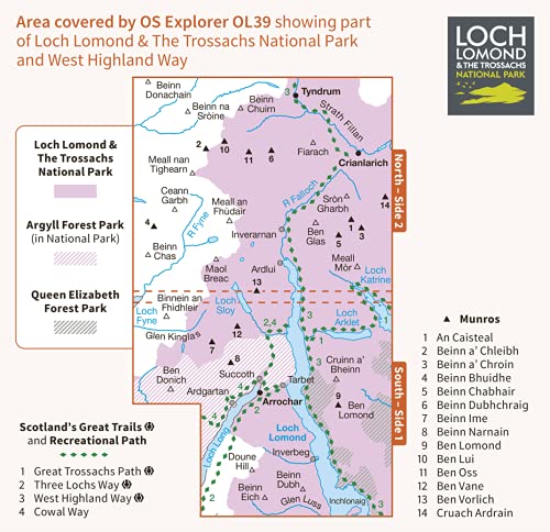 Loch Lomond North, Tyndrum, Crianlarich & Arrochar (OS Explorer Map Active), Karte