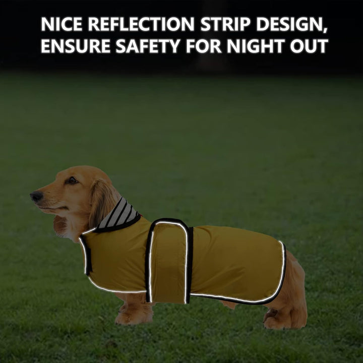 Geyecete Hunde Regenmantel,Einstellbar Wasserdicht Hundejacke für Dackel,Regenmantel mit reflektiere