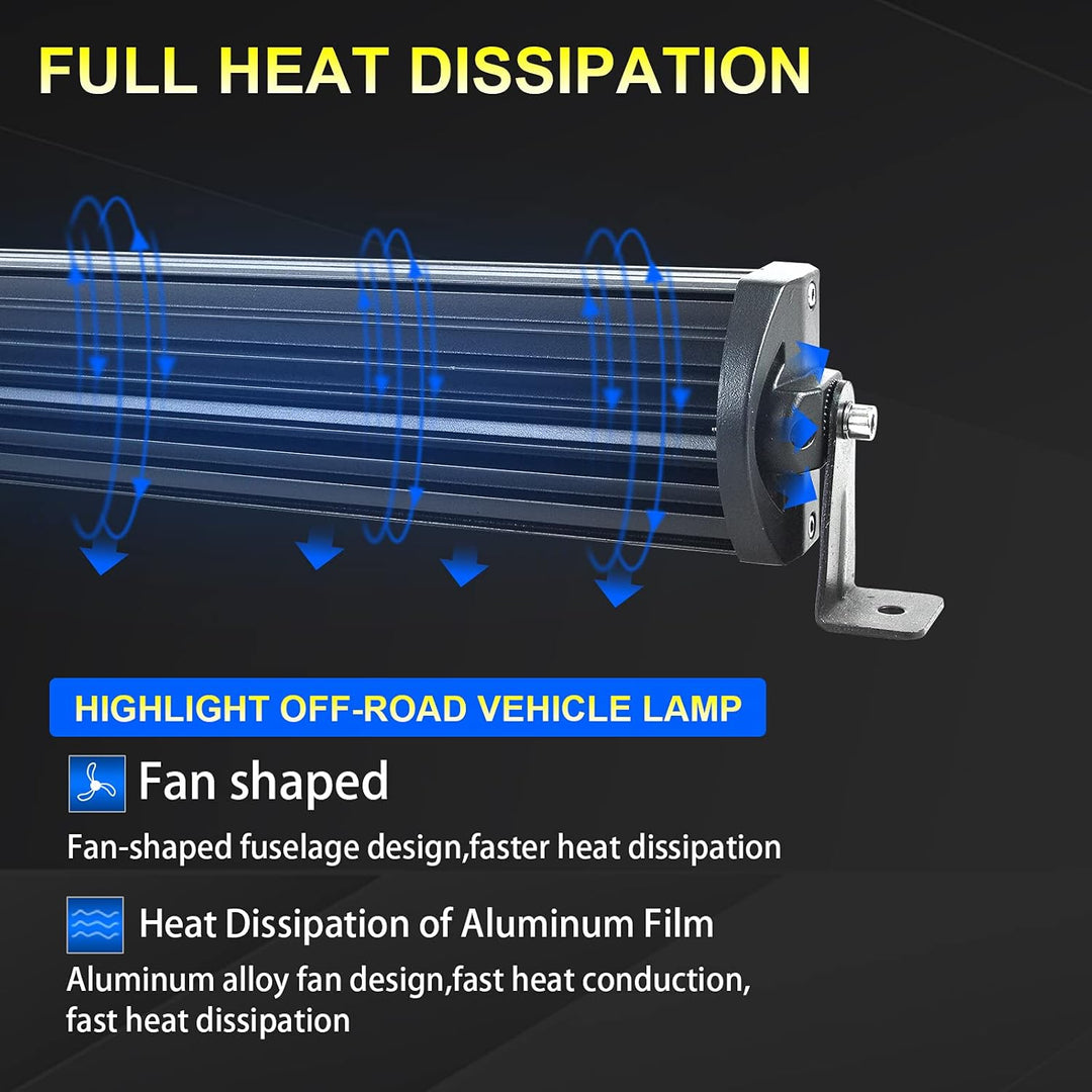 RIGIDON Led lichtleiste kfz mit 12v kabelbaum kit, 22 Zoll 55cm 120W offroad beleuchtung Led bar für