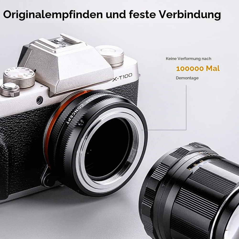 K&amp;F Concept Lens Mount Adapter M42-FX IV Manueller Fokus Kompatibel mit M42 Objektiv und Fujifilm X