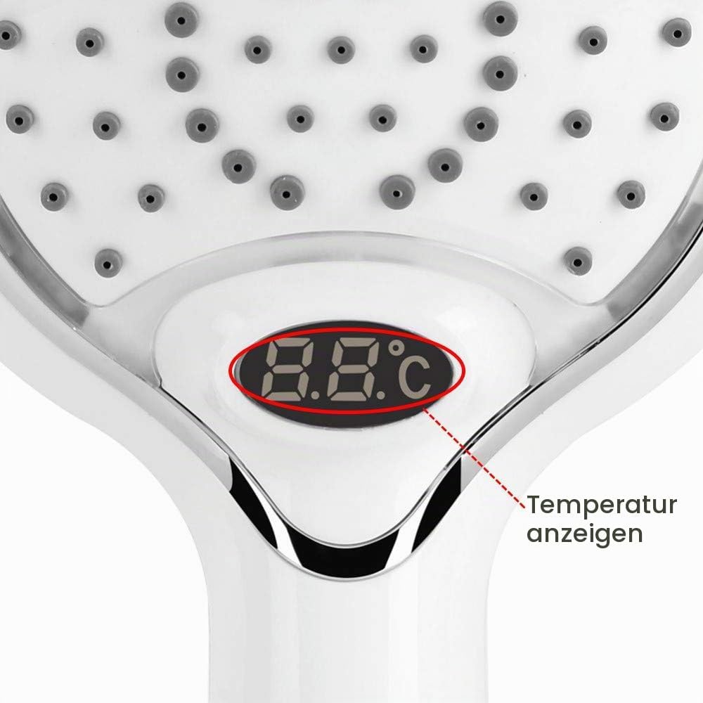 3 Farbe LED Handheld Dusche Spray Kopf mit Digitale Temperaturanzeige, Wasser Flow Powered ABS Chrom