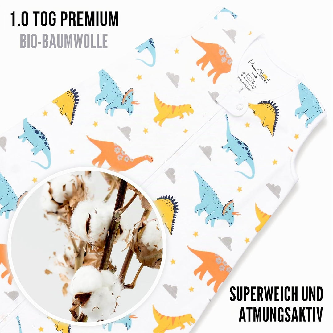 Mama Cheetah Baby Schlafsack, Bio-Baumwolle, Tragbare Babydecke, Schlafsack mit 2-Wege-Reissverschlu