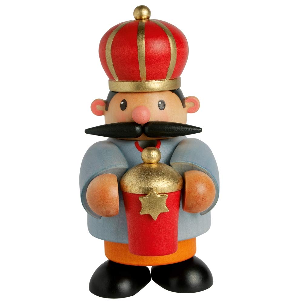 KWO Olbernhau Räuchermann Melchior, Mini, 11 cm, Holz, Mehrfarbig