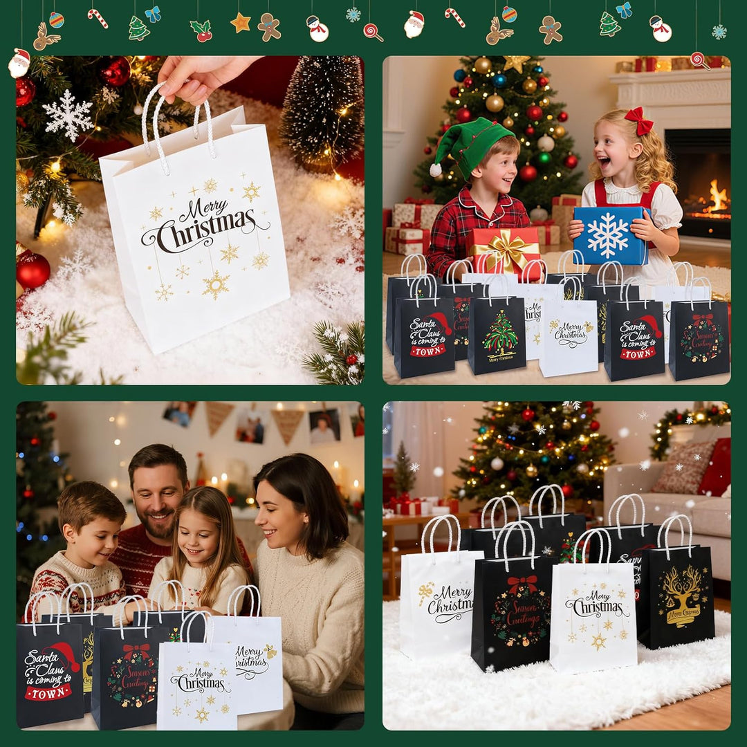 Joxessaien XXL Geschenktüten Weihnachten – 12 Stück Elegante Weihnachts Geschenktaschen aus Papier m