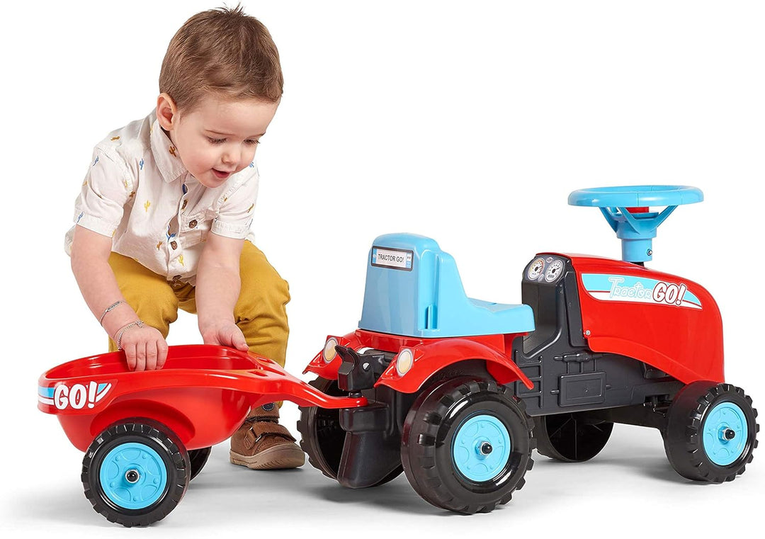 Falk - Traktor Go! Rutschauto mit Anhänger – ab 12 Monaten 2 Stile zur Personalisierung – Nummernsch