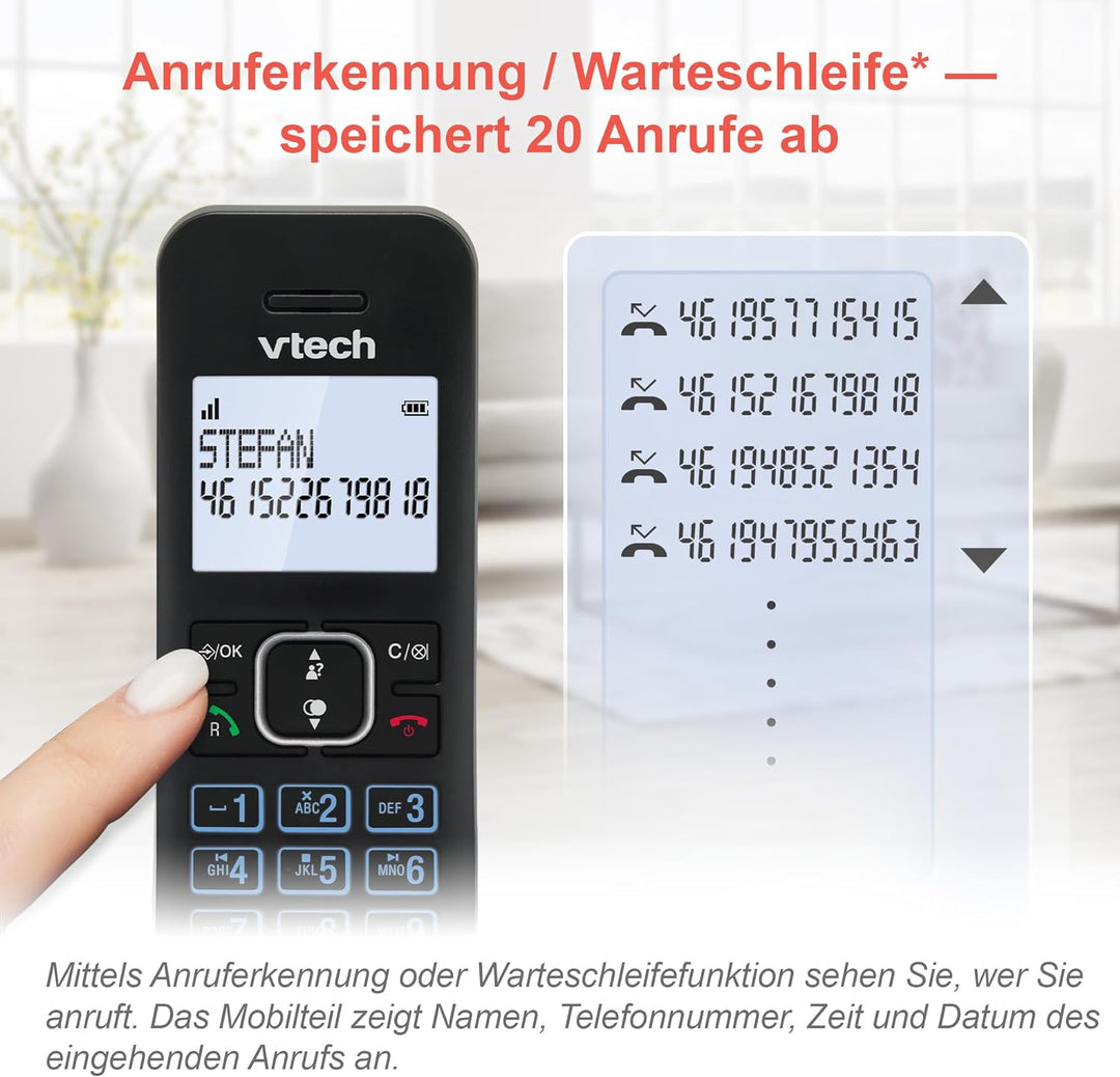 VTech LS1050 DECT Telefon Schnurlos Schnurlostelefon mit Anrufbeantworter, Innovativer Ladestation,