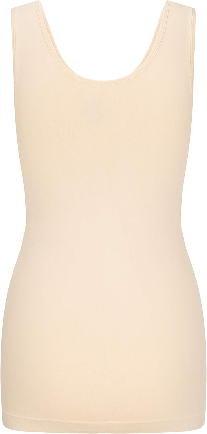 3er Pack Shape Damen Unterhemden Longshirt | Basic Wohlfühl Mikrofaser Damen Top ohne Bügel | Bauchw