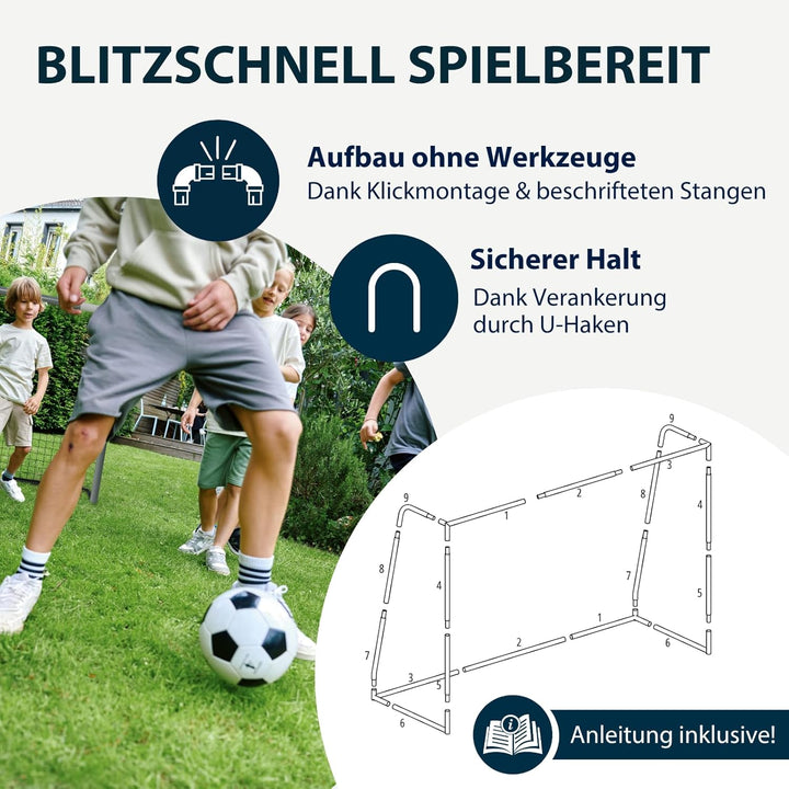 HUDORA Fussballtor Pro Tect 360 Advanced – Outdoor Fussballtor mit Netz und wetterfester Ummantelung