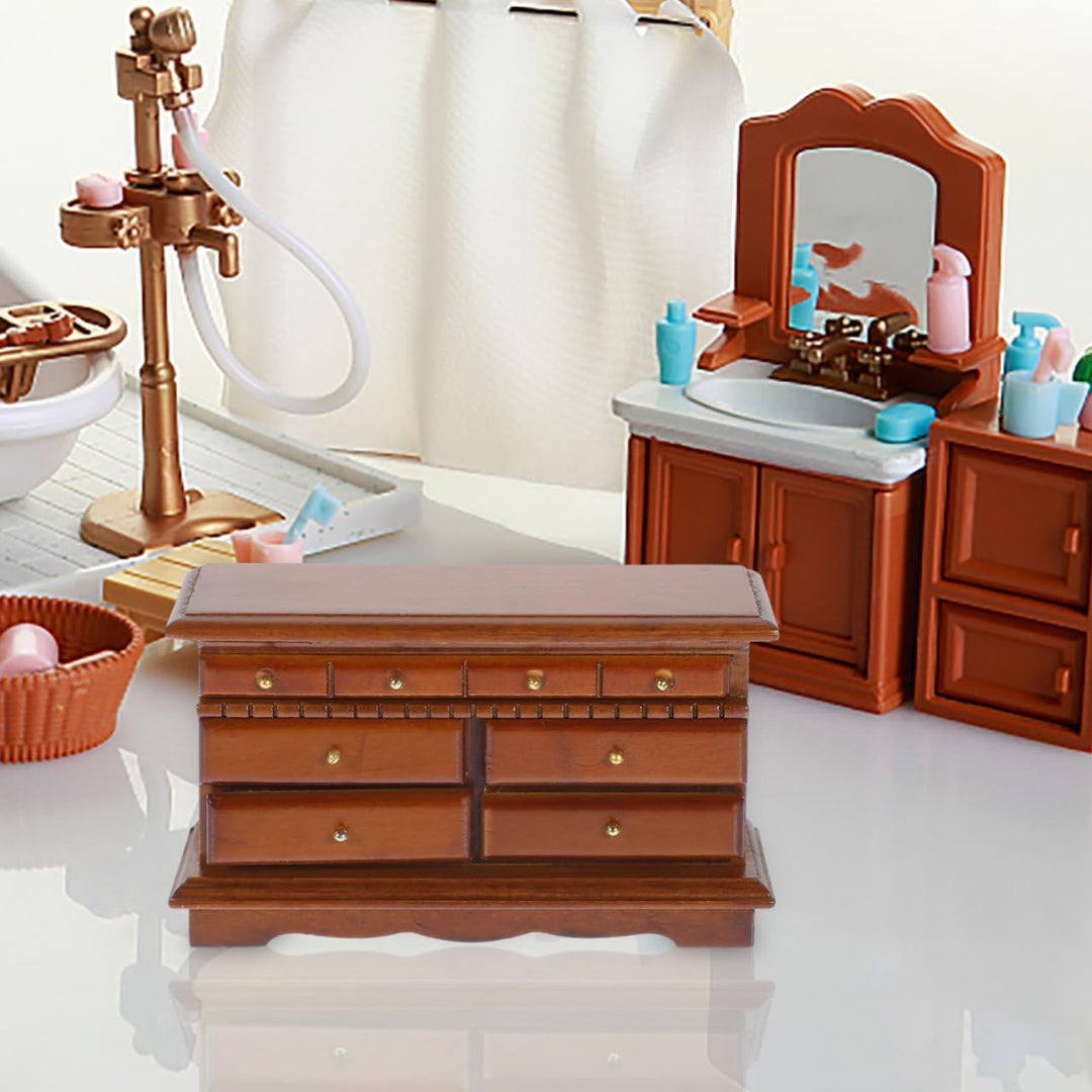 TOYANDONA Mini Möbel Tv-Schrank Holz Puppenhaus Zubehör Kommode Nachttisch 1:12 Massstab DIY Miniatu