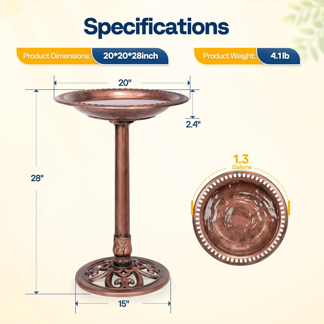 VIVOHOME Vogeltränke 71cm hoch Polyresin leicht antike Optik für Aussenbereich Antike Bronze, Antike
