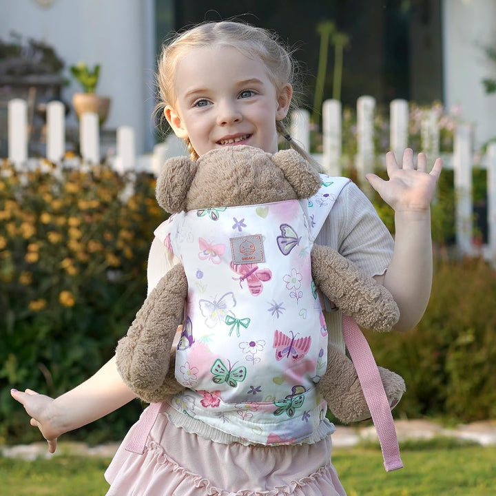 GAGAKU Puppentrage ab 3 Jahre Kinder, Babytrage Puppen Bauchtrage Puppenzubehör Tragesitz mit Verste