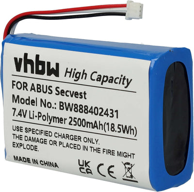 vhbw Akku Ersatz für ABUS FUBT50000 für Alarmanlage, Alarmsystem (2500mAh, 7,4V, Li-Polymer)