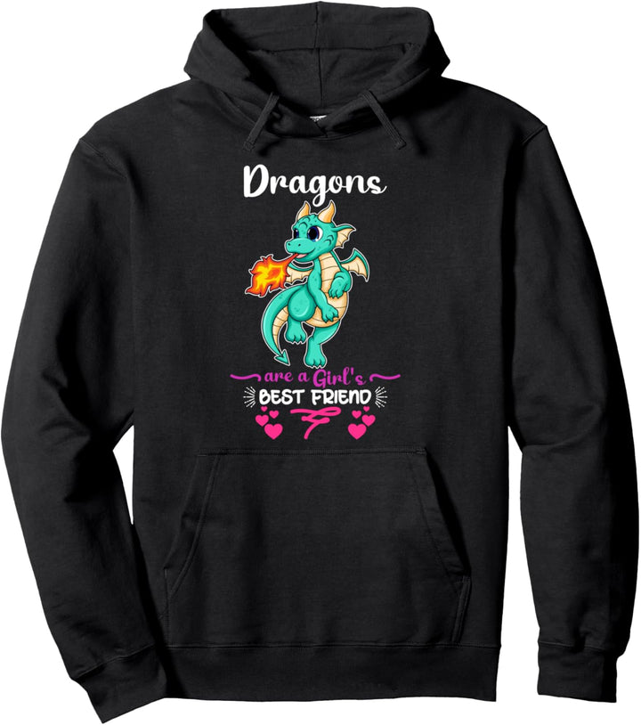 Dragons Are a Girl's Best Friend Girls Dragon Kids Pullover Hoodie