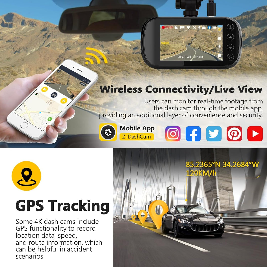 Z-Edge GPS Dashcam Dual Autokamera Frontkamera 2K 1440P & Heckkamera Full HD 1080P 2,7 Zoll LCD Bild