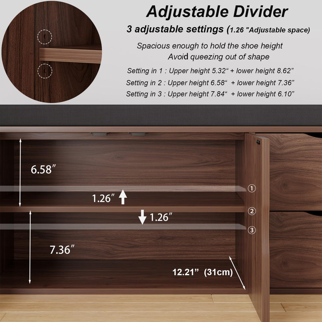 LVB Schubladen Schrank, Industrie-Schuh für Foyer Eingang Wohn-Schlafzimmer, Walnuss Eiche, 101 cm,