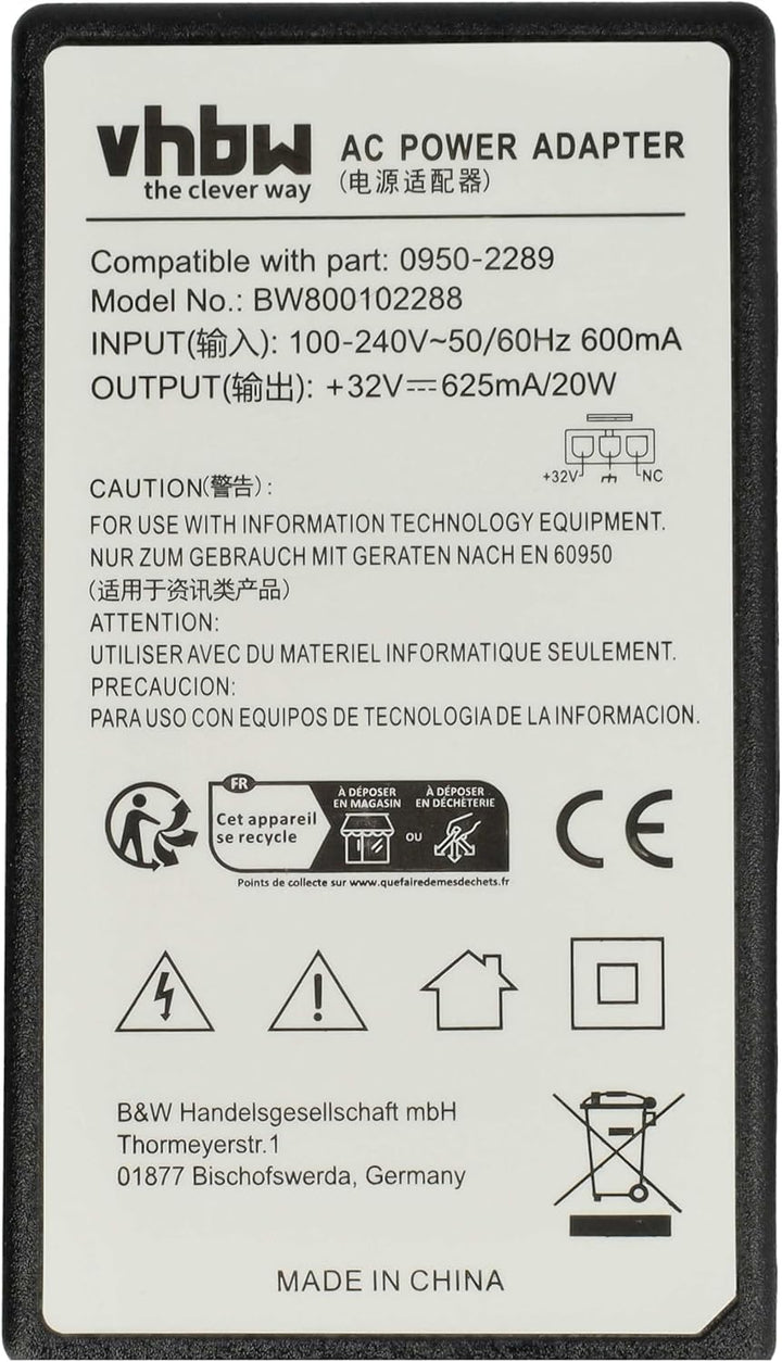 vhbw Netzteil kompatibel mit HP Deskjet D2663, D2668, D2680, D4260, D5560, D5563, D5568, D730, F2420
