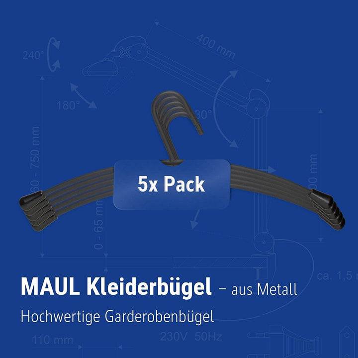 MAUL Kleiderbügel Metall – moderne Stahl Kleiderbügel in edlem Design – stabile und belastbare Aufhä