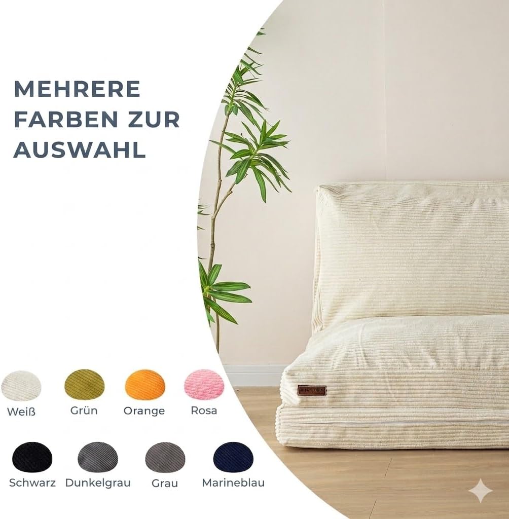 MAXYOYO Sitzsack-Bett, faltbar, Cordsamt, Schlafsofa, Bodenmatratze für Erwachsene, extra dick, 4-Fa