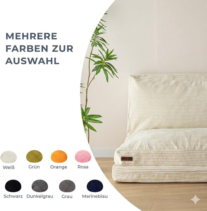 MAXYOYO Sitzsack-Bett, faltbar, Cordsamt, Schlafsofa, Bodenmatratze für Erwachsene, extra dick, 4-Fa