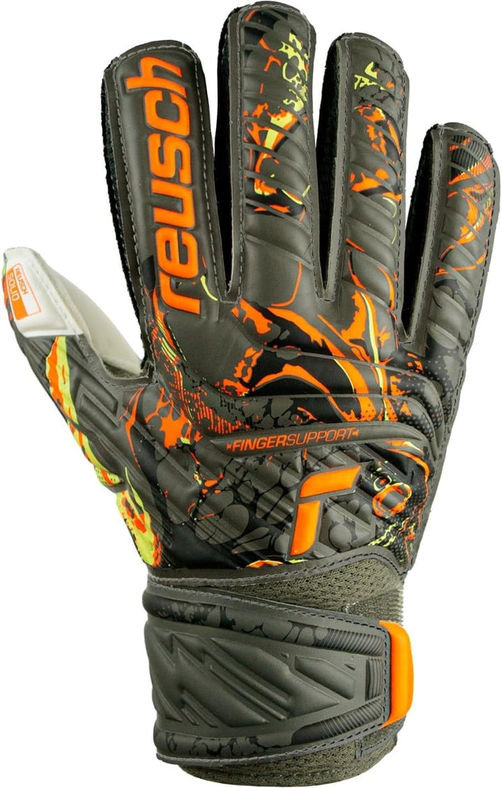 Reusch Attrakt Solid Finger Support TW-Handschuhe Kids Kinder 4 gruenorange, 4 gruenorange