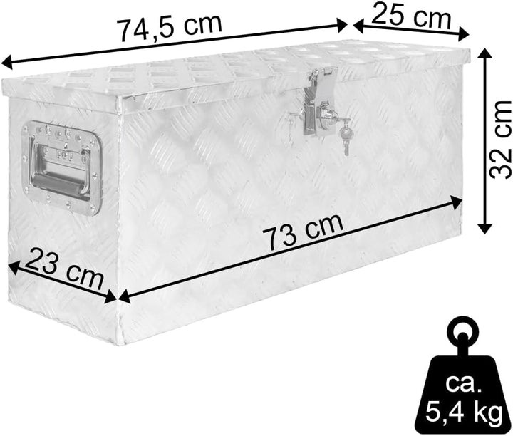 Trucky Truckbox, Deichselbox Aluminium, Anhängerbox 15 Grössen, Werkzeugkiste mit Schloss und Schlüs