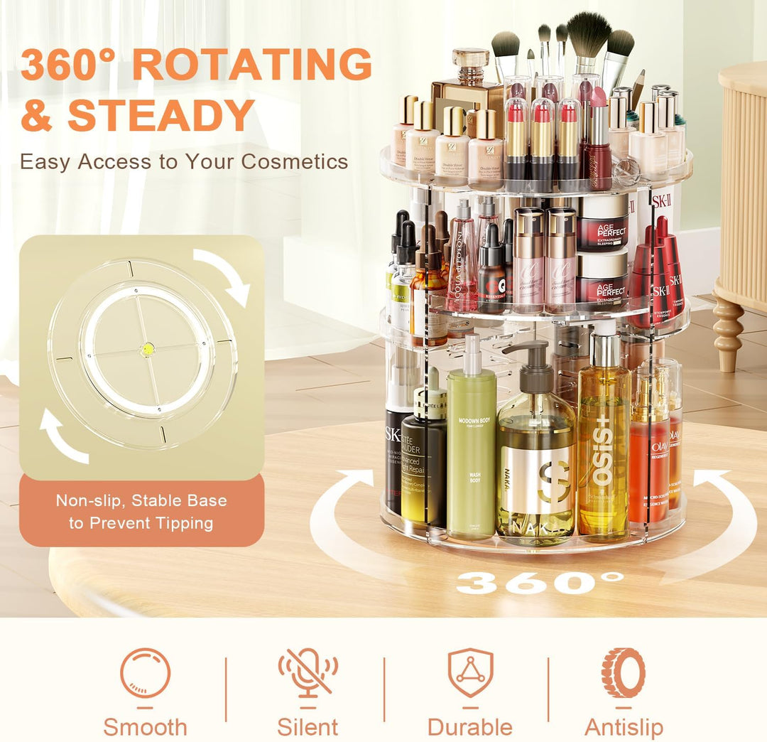 Auxmir Make Up Organizer, Schminktisch Organizer, 360° Drehung Kosmetische Aufbewahrungsbox, Kosmeti