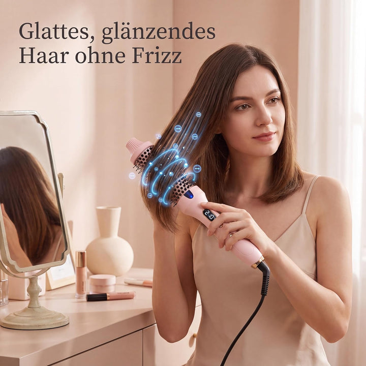 Stylingbürste für Kurze Haare,Thermobürste Lockenbürste mit Ionen-Technologie,6 Temperaturstufen,Dop