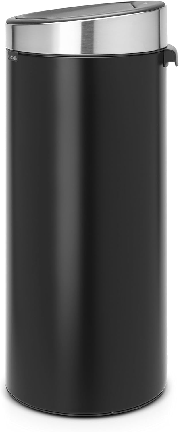 Brabantia Touch Bin New Mit Herausnehmbaren Kunststoffeinsatz, Matt Black/Matt Steel, 30 L