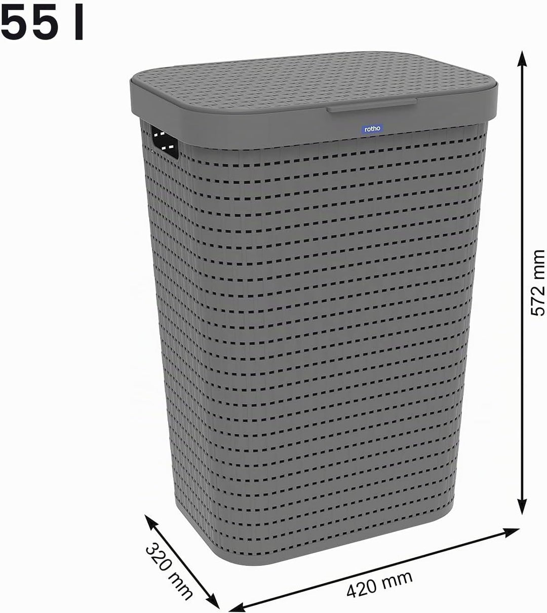 Rotho Country Wäscheset 2tlg. 55l, 40l, Kunststoff (PP) BPA-frei, anthrazit, 55l, 40l, Anthrazit