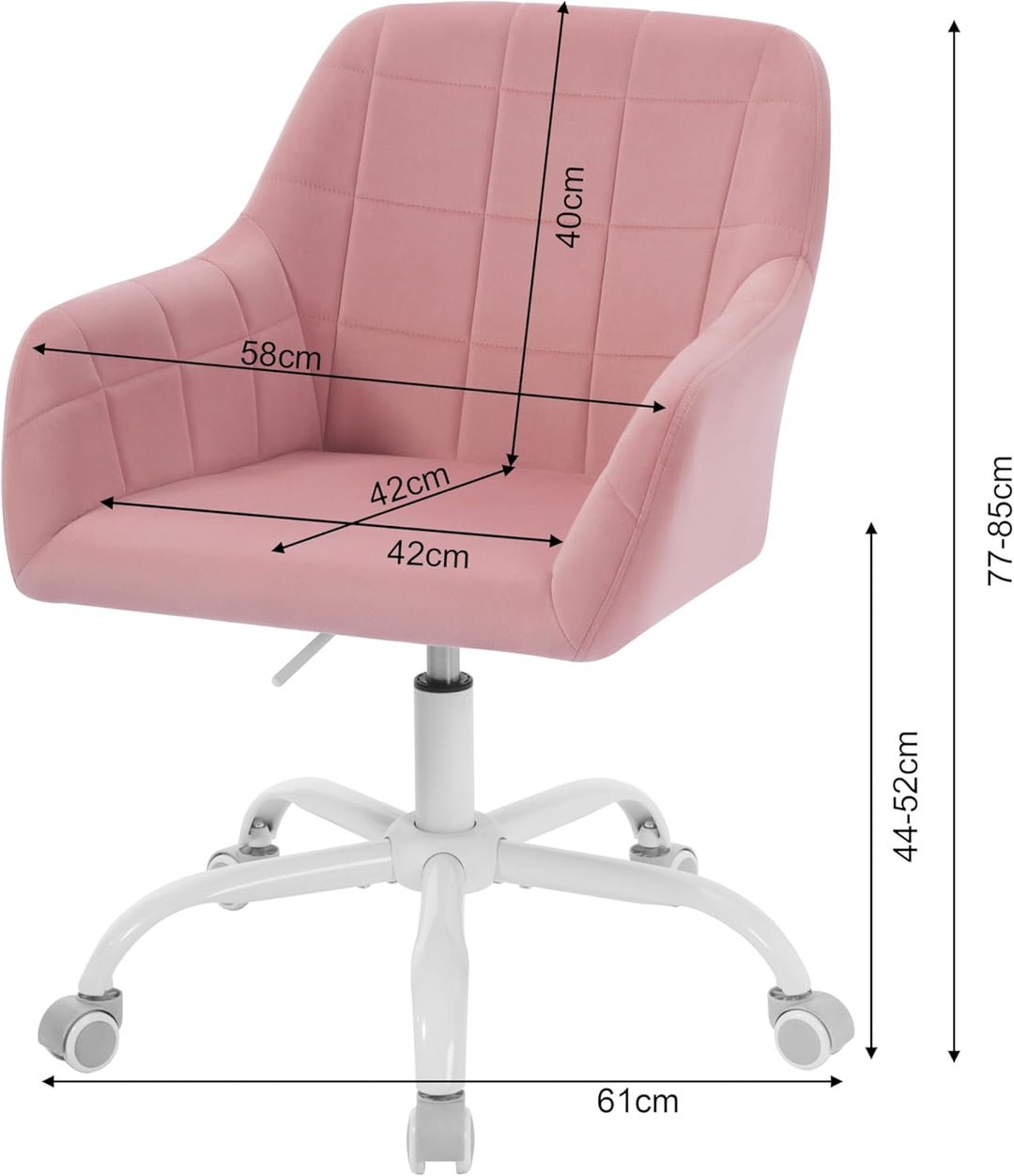 WOLTU Schreibtischstuhl drehbar, Schminktisch Stuhl, Drehstuhl mit Rollen, Bürostuhl ergonomisch, Se